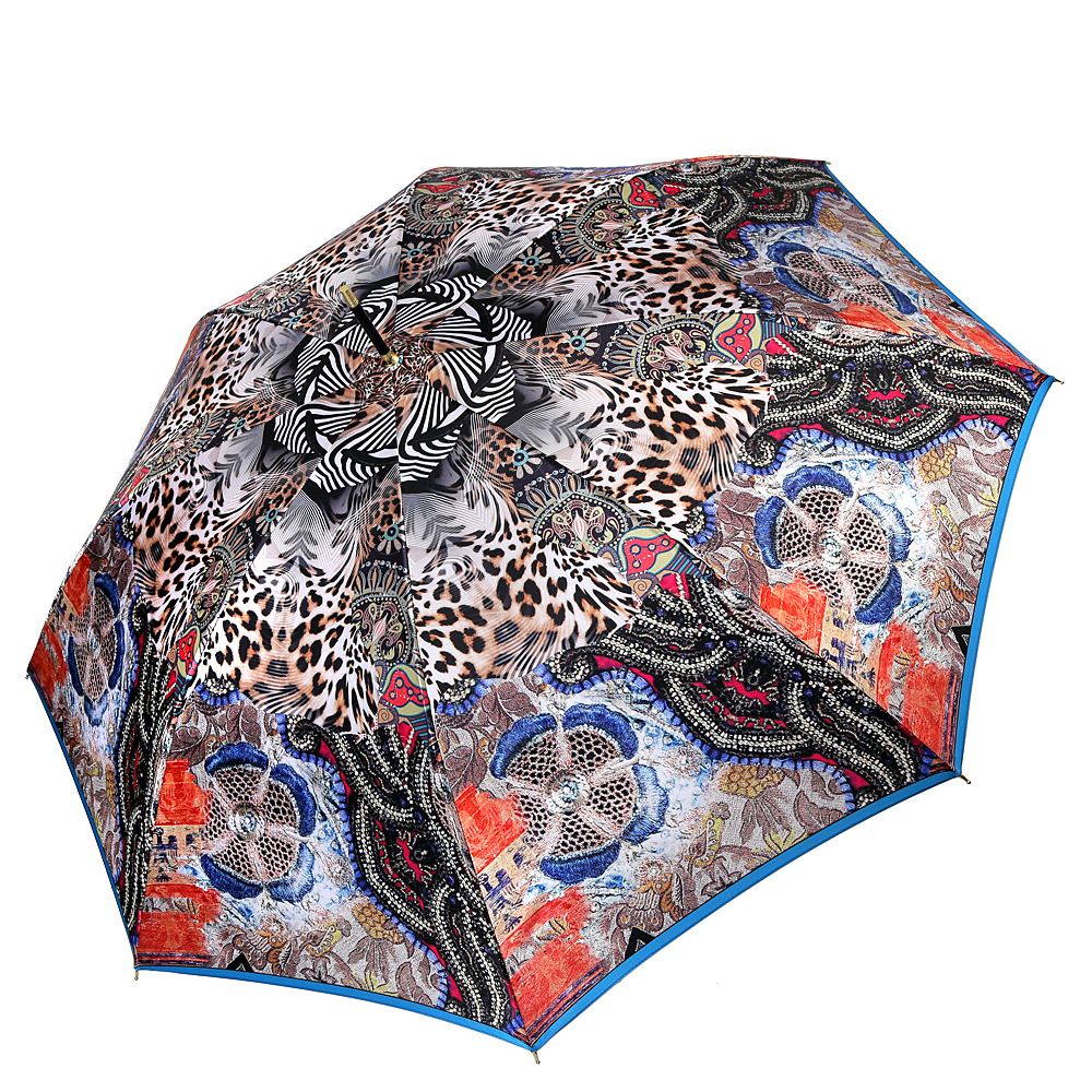 Зонт-трость женский полуавтоматический FABRETTI 1991 коричневый