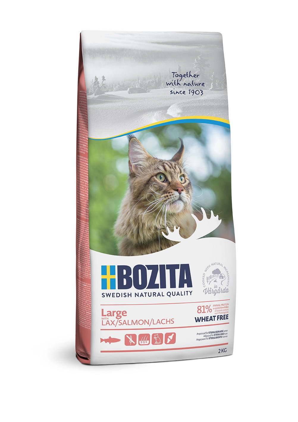 Сухой корм для кошек BOZITA Large Wheat free, для крупных пород, без пщеницы, лосось, 10кг