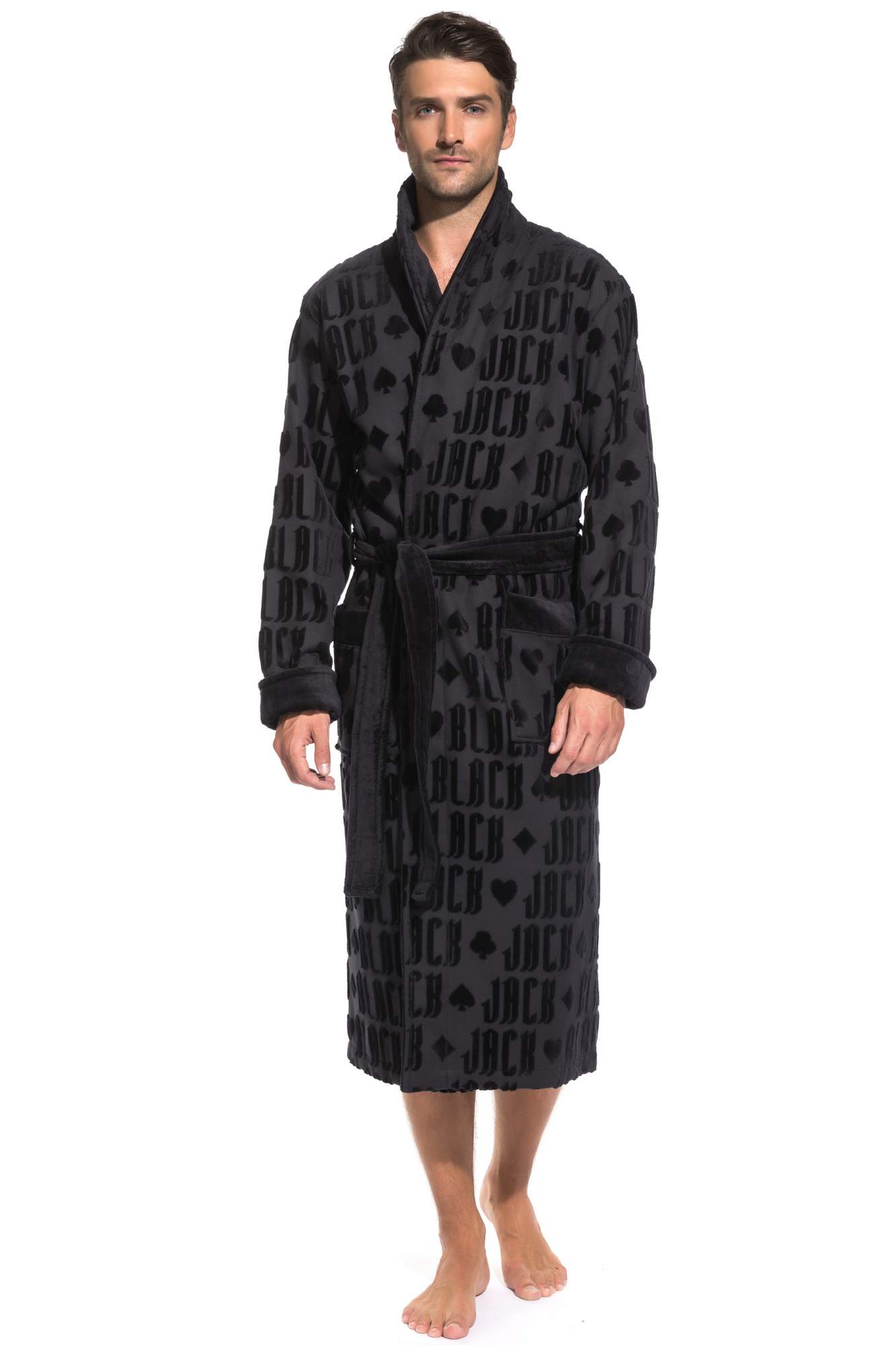Стильный махровый халат Black Jack (PM France 937), цвет черный, размер XL (50-52)