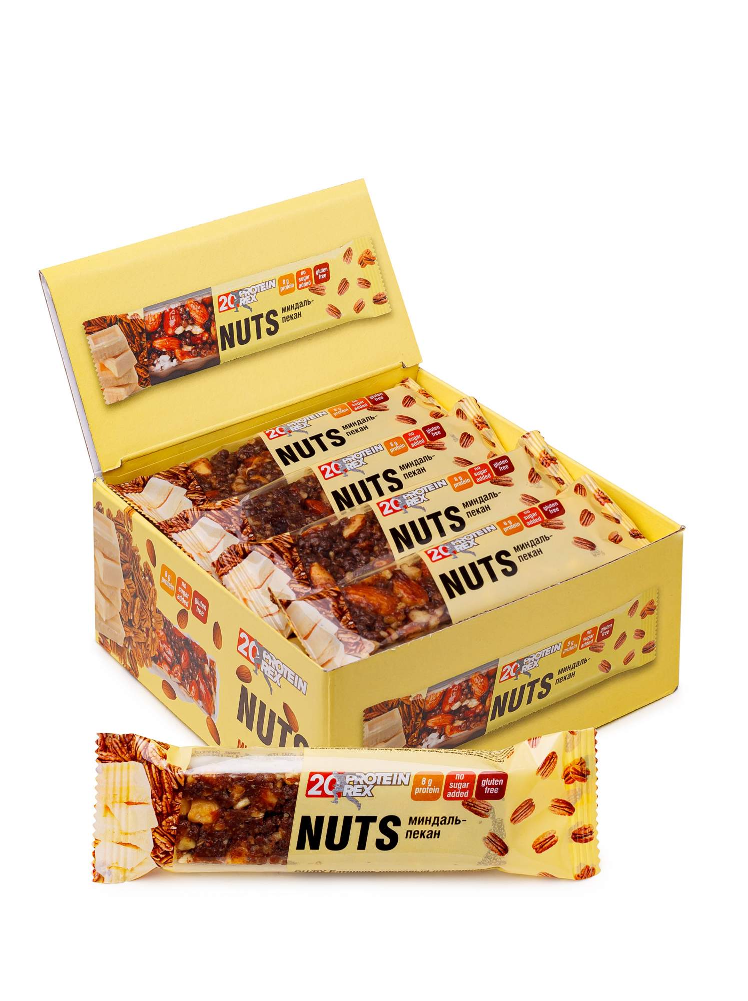 Протеиновый батончик ореховый Nuts (миндаль-пекан), 12шт х 40г, 170 ккал