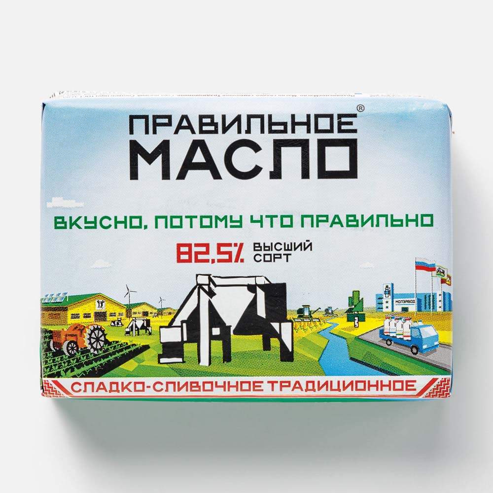 Купить сладкосливочное масло Правильное Масло Традиционное 82,5% БЗМЖ 180 г, цены на Мегамаркет | Артикул: 100043883415