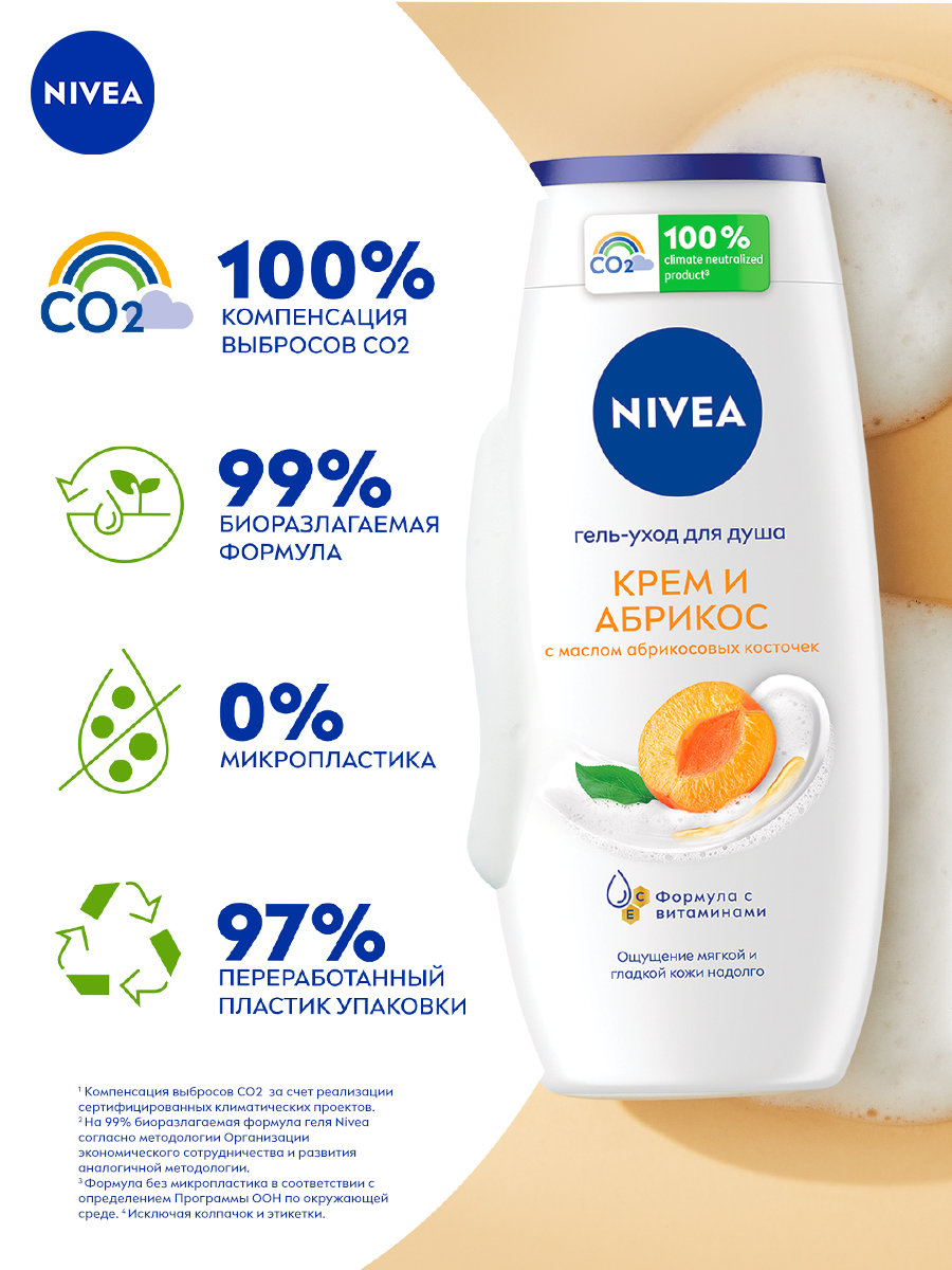 Гель для душа NIVEA Абрикос 250 мл - отзывы покупателей на Мегамаркет |  гель для душа 80745