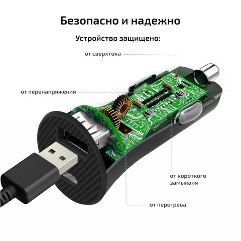 Автомобильное зарядное устройство Pitaka Qualcomm 3.0 (USB A + Type C)