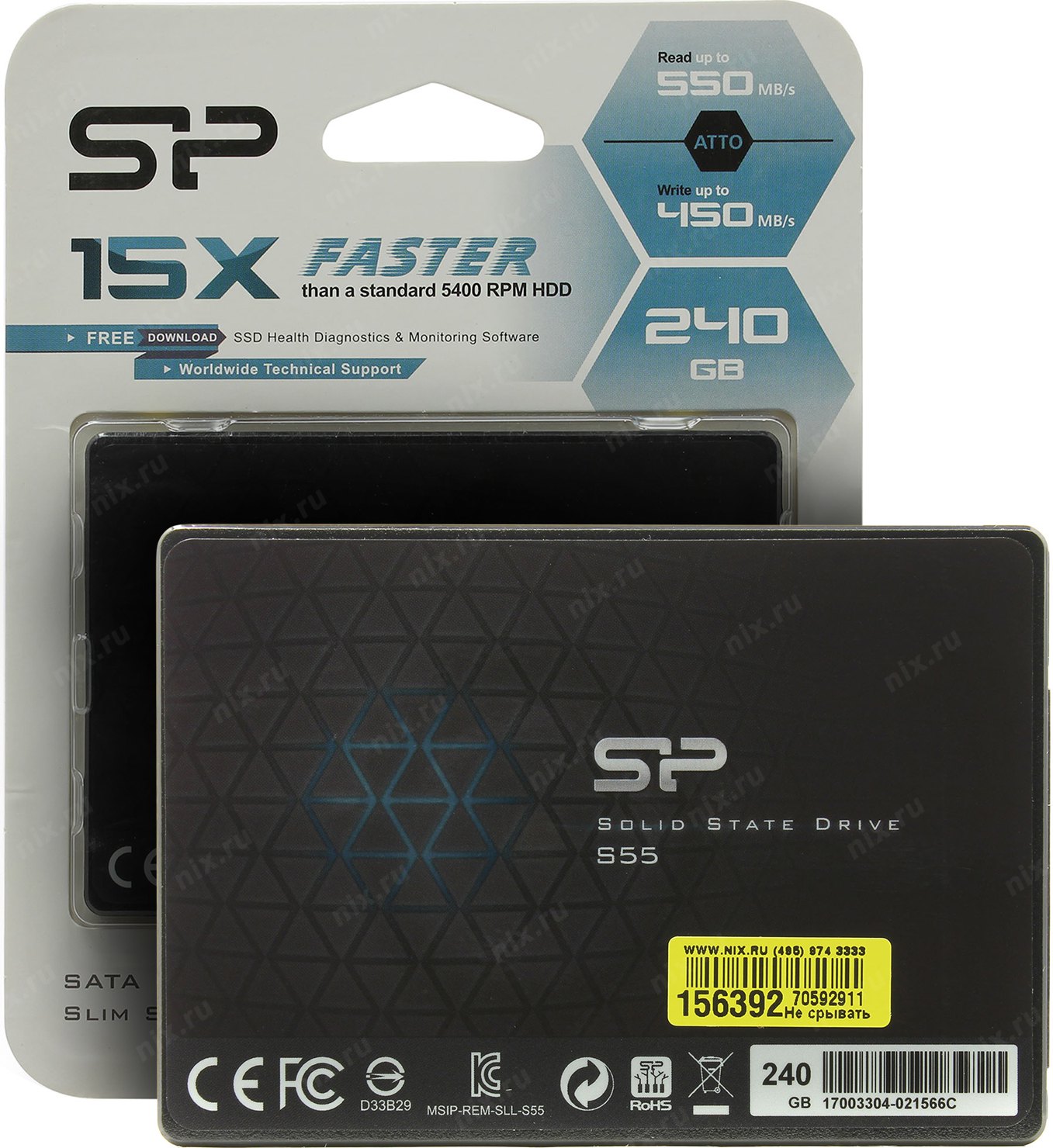 SSD накопитель Silicon Power Slim S55 2.5" 240 ГБ (SP240GBSS3S55S25) - купить в TechnoApex, цена на Мегамаркет