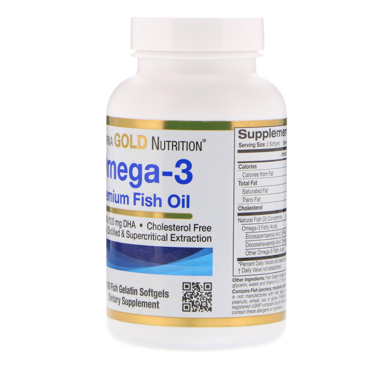 Омега-3 California Gold Nutrition Premium Fish Oil капсулы 100 шт.