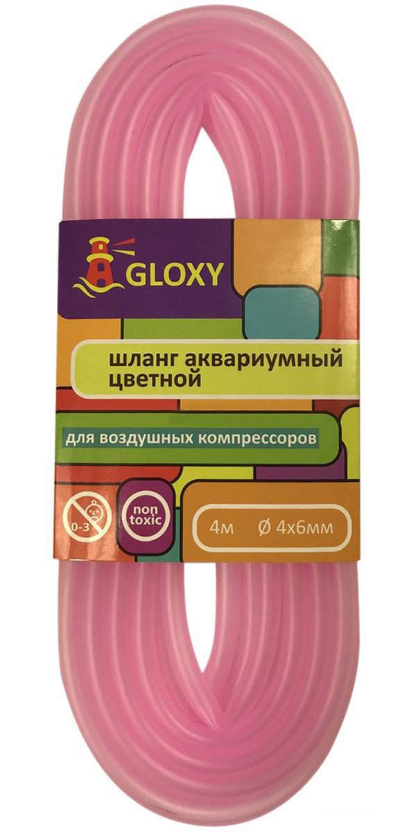Шланг Gloxy GL-885054 для компрессоров универсальный, розовый, 4/6мм 4м
