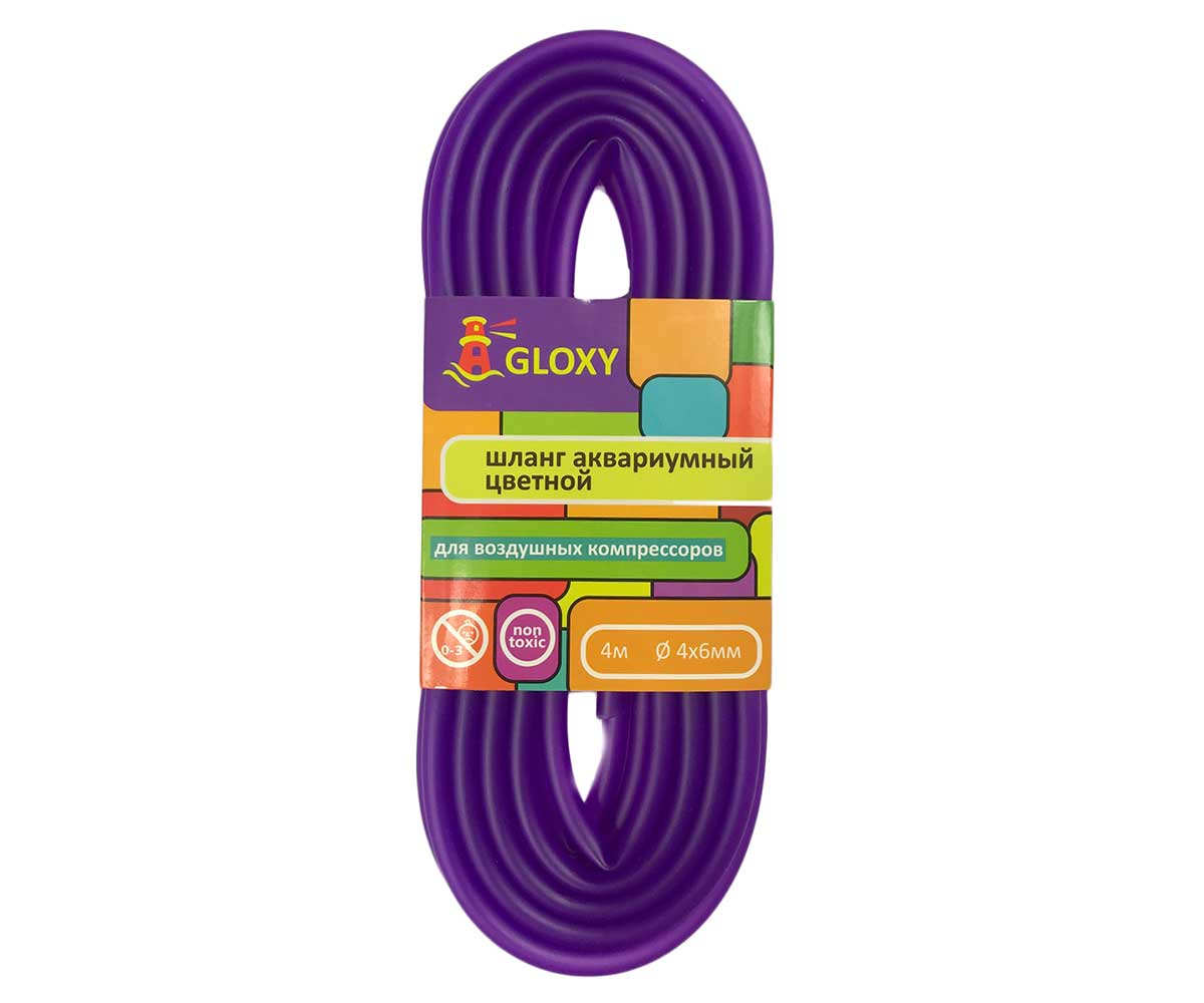 Шланг Gloxy GL-885061 для компрессоров универсальный, фиолетовый, 4/6мм 4м