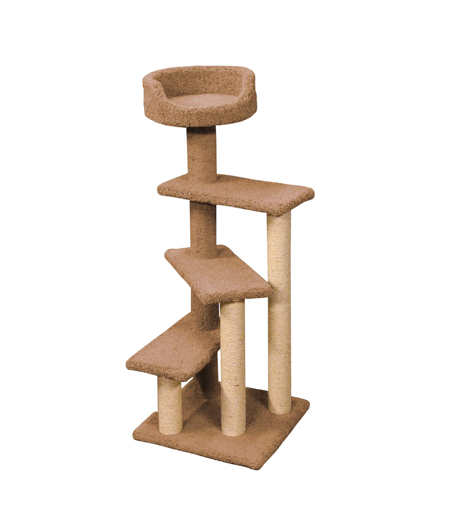 Комплекс для кошек Пушок Винтовая лестница, ковролин, греча, 57х57х156 см