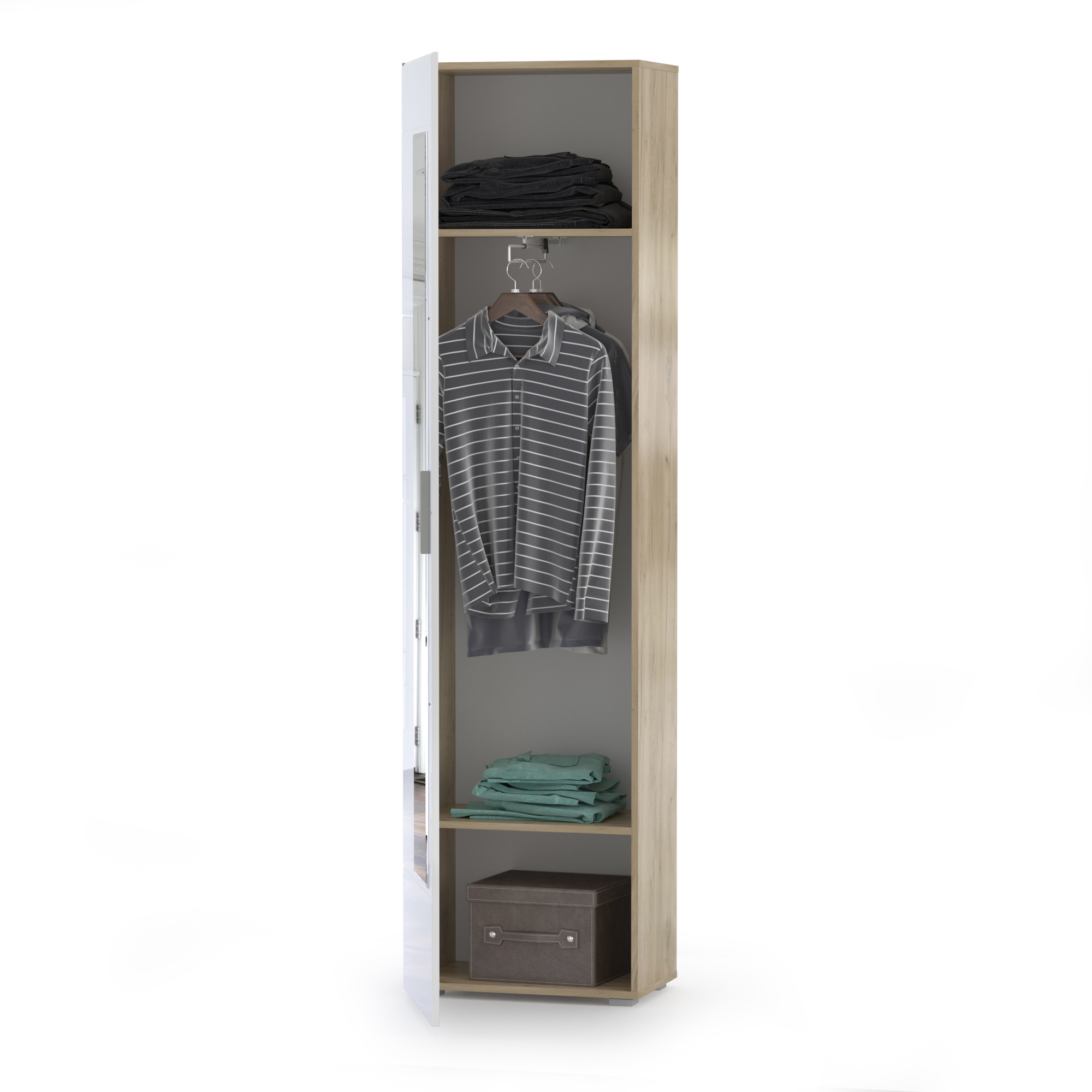 Шкаф для одежды в прихожую Mobi Лайн 08.122 дуб крафт серый/белый глянец, 55х35х210 см