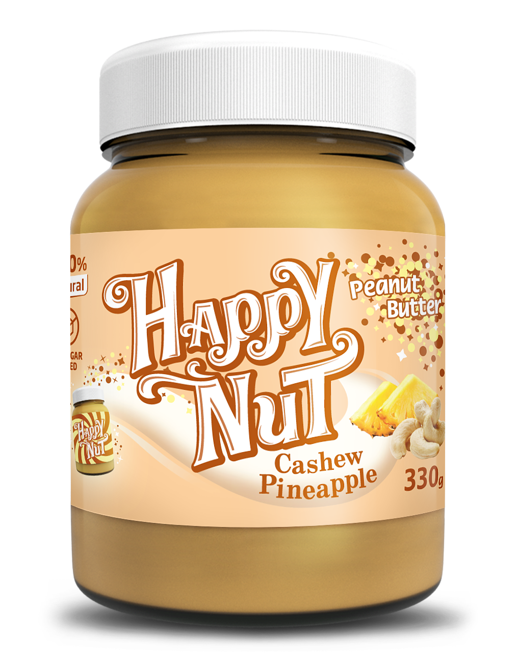 Кешью паста Happy Nut Cashew Pineapple с арахисом и ананасом 330 г