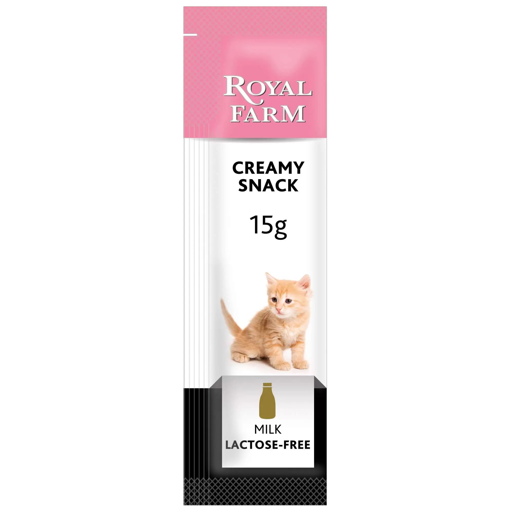 Купить лакомство для котят ROYAL FARM Creamy Snack крем, безлактозное молоко,  7 шт по 15 г, цены на Мегамаркет | Артикул: 100025453067