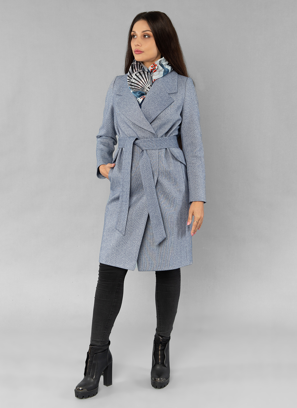 Пальто женское Sezalto 55023 синее 42 RU