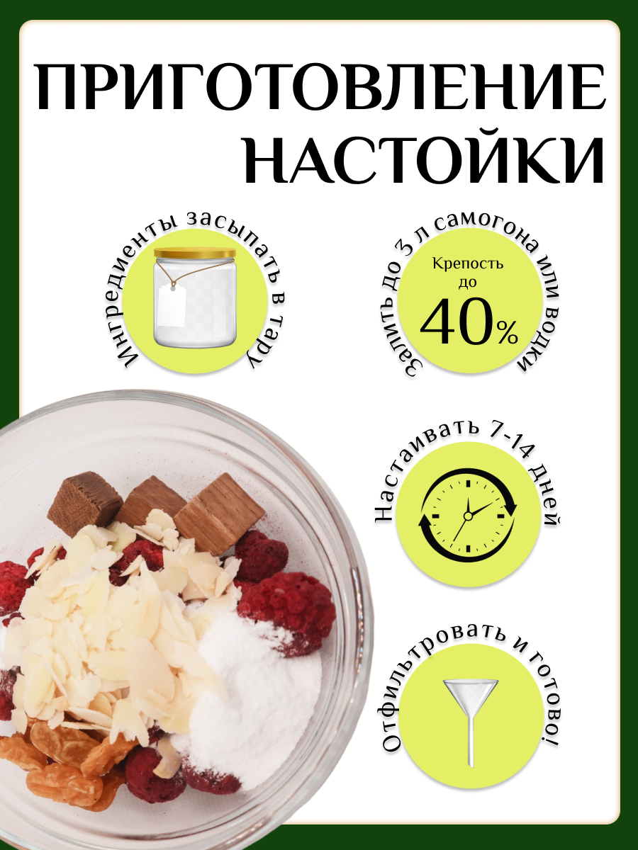 Набор для приготовления настойки Сила Хмеля Малиново-миндальная №142, 45 г  - купить в ИП Зюков Евгений Сергеевич, цена на Мегамаркет