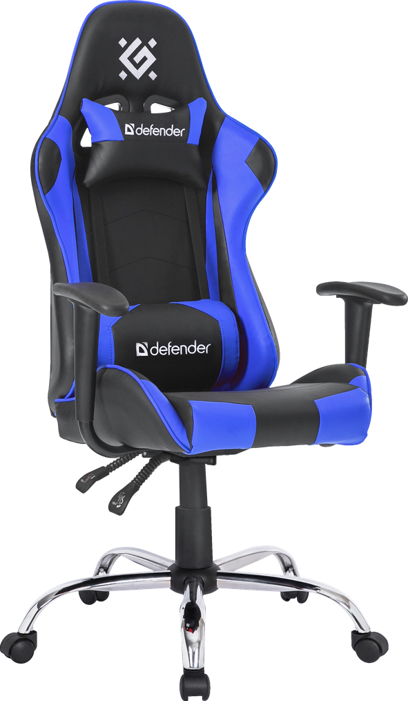 Игровое кресло Defender Gamer Черный/Синий,полиуретан,60мм - купить вМоскве, цены на Мегамаркет