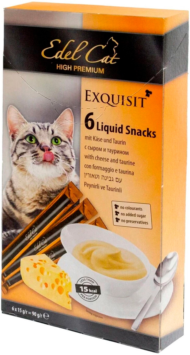 Лакомство для кошек Edel Cat Крем-суп с сыром и таурином, 6шт, 90г