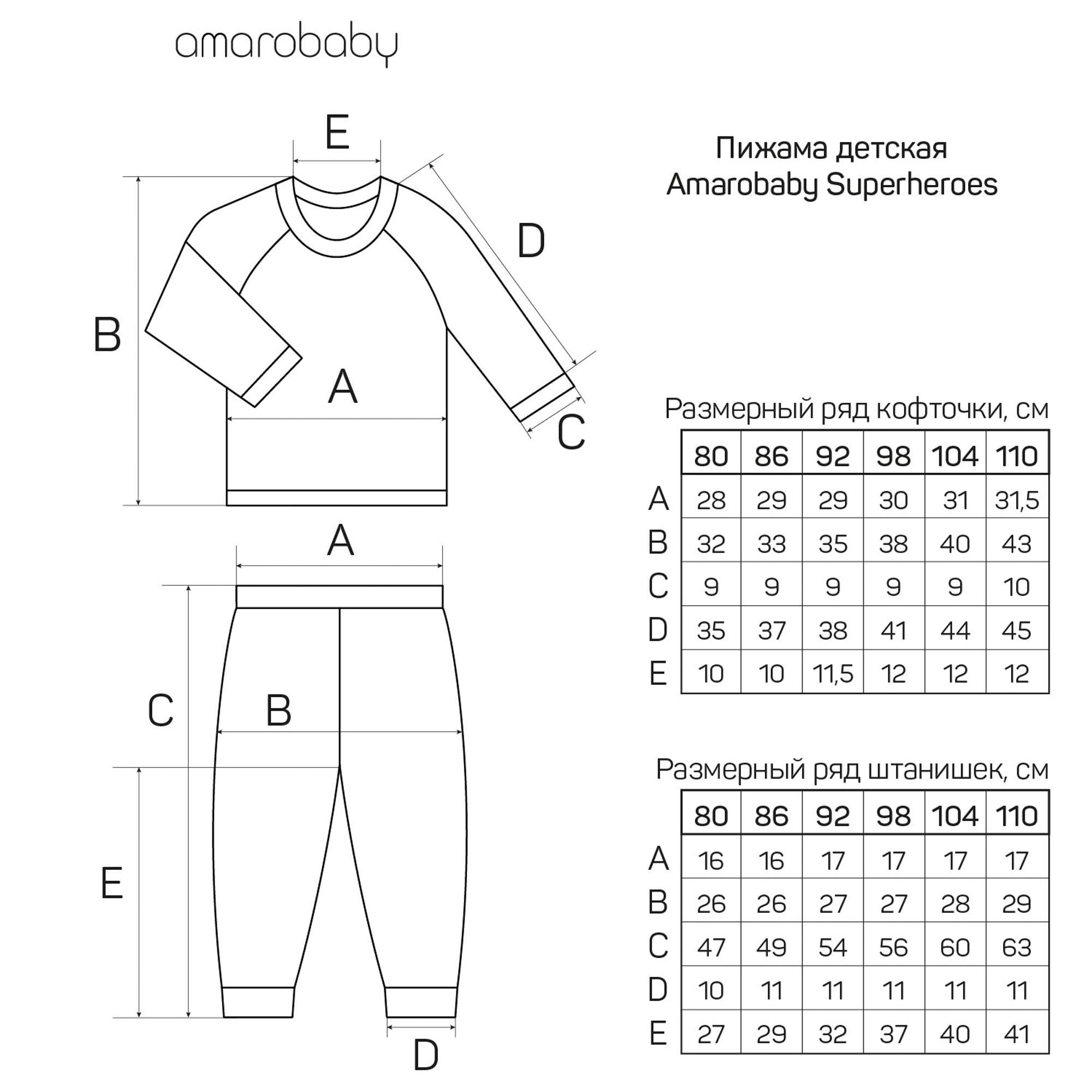 Миниатюра Пижама детская Amarobaby AB-OD21-S11 цвет синий размер 98 №9