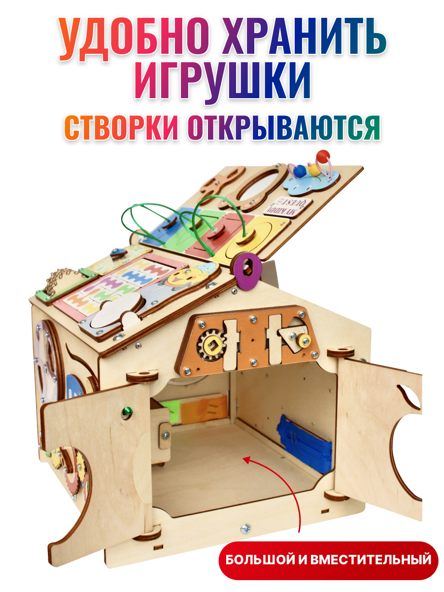 Бизиборд Домик Развивающий со светом MYKIDDYQUEST Мишка 26x29x25 см -  купить в mykiddyquest (со склада МегаМаркет), цена на Мегамаркет