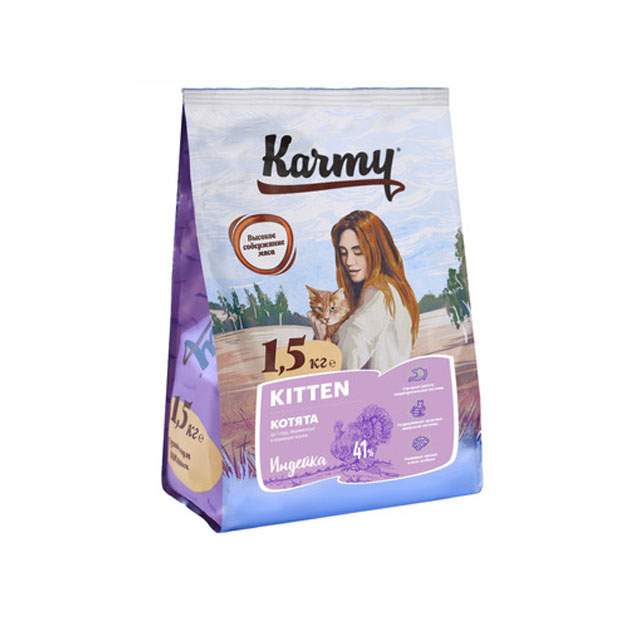 Сухой корм для котят Karmy Kitten, индейка, 1,5кг
