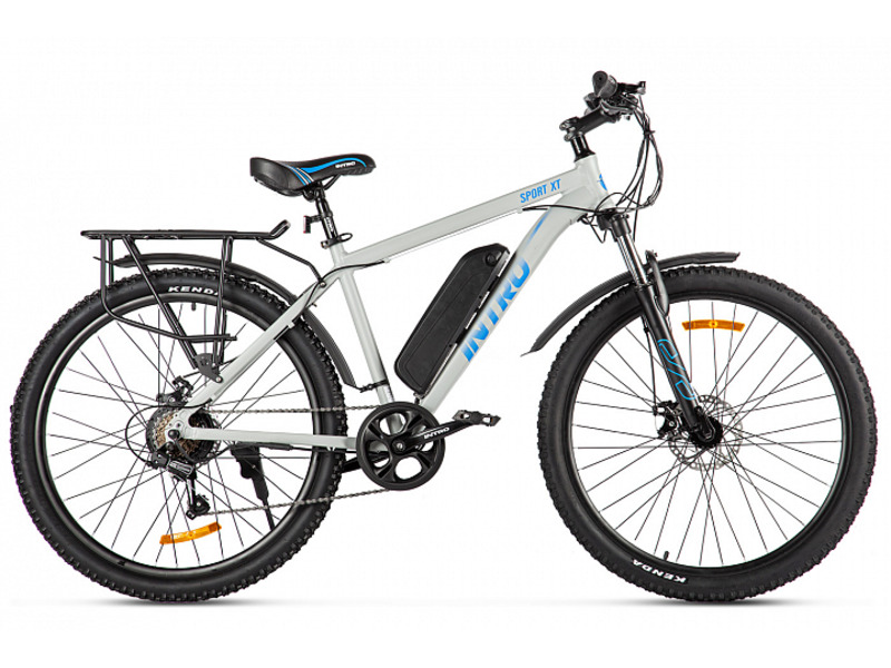 Электровелосипед Eltreco Intro Sport XT, год 2024, цвет Серебристый-Синий - купить в Runmart, цена на Мегамаркет