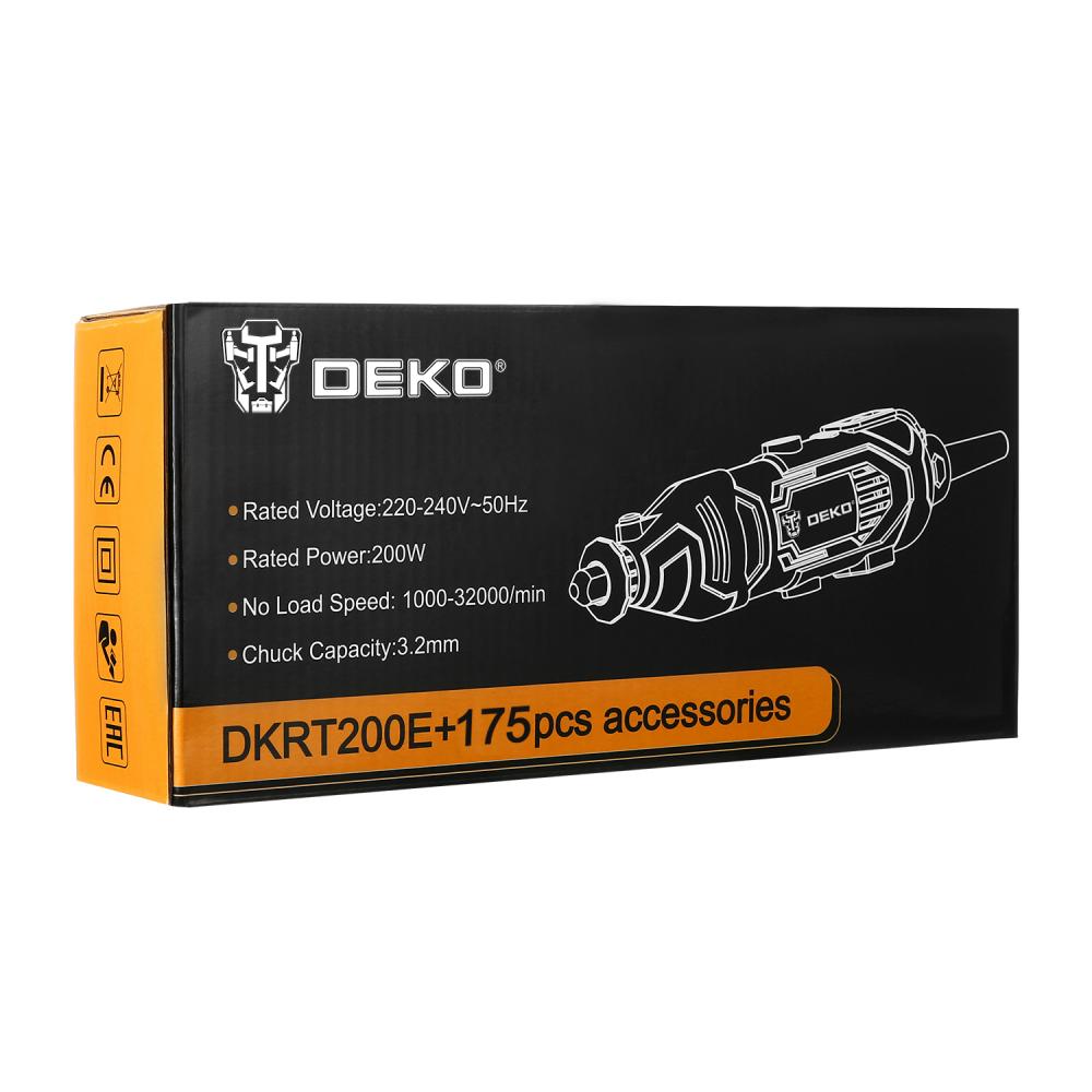 Электрический гравер 200Вт DEKO DKRT200E + набор аксессуаров 175 штук