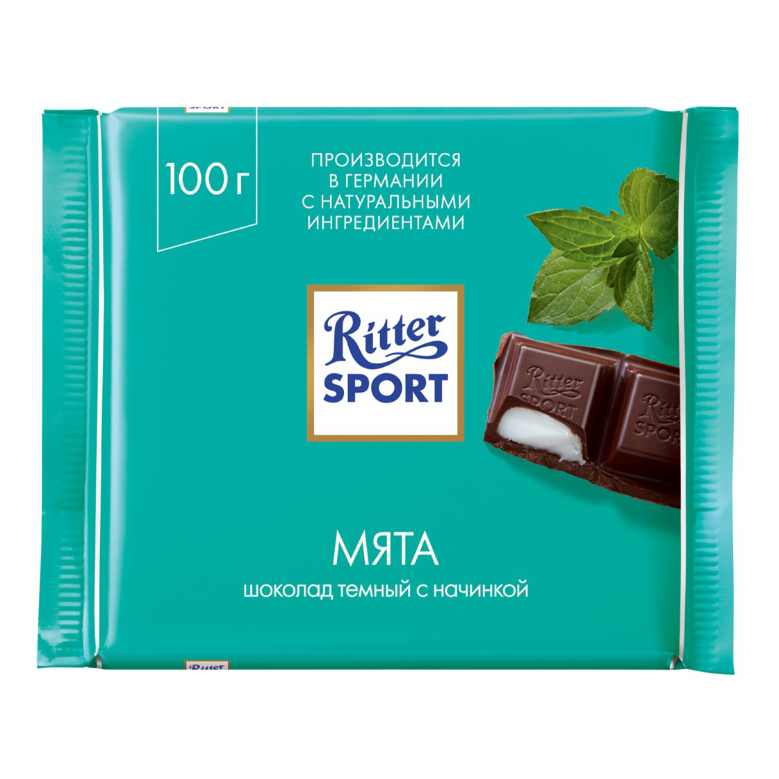 Купить шоколад темный Ritter Sport с начинкой мята 100 г, цены на Мегамаркет | Артикул: 100023331809