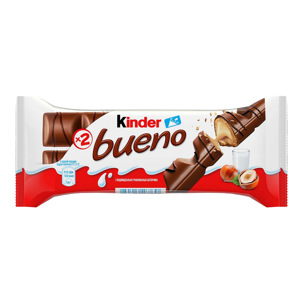 Купить шоколадный батончик bueno Kinder с молочно-ореховой начинкой 43 г,  цены на Мегамаркет | Артикул: 100023331879