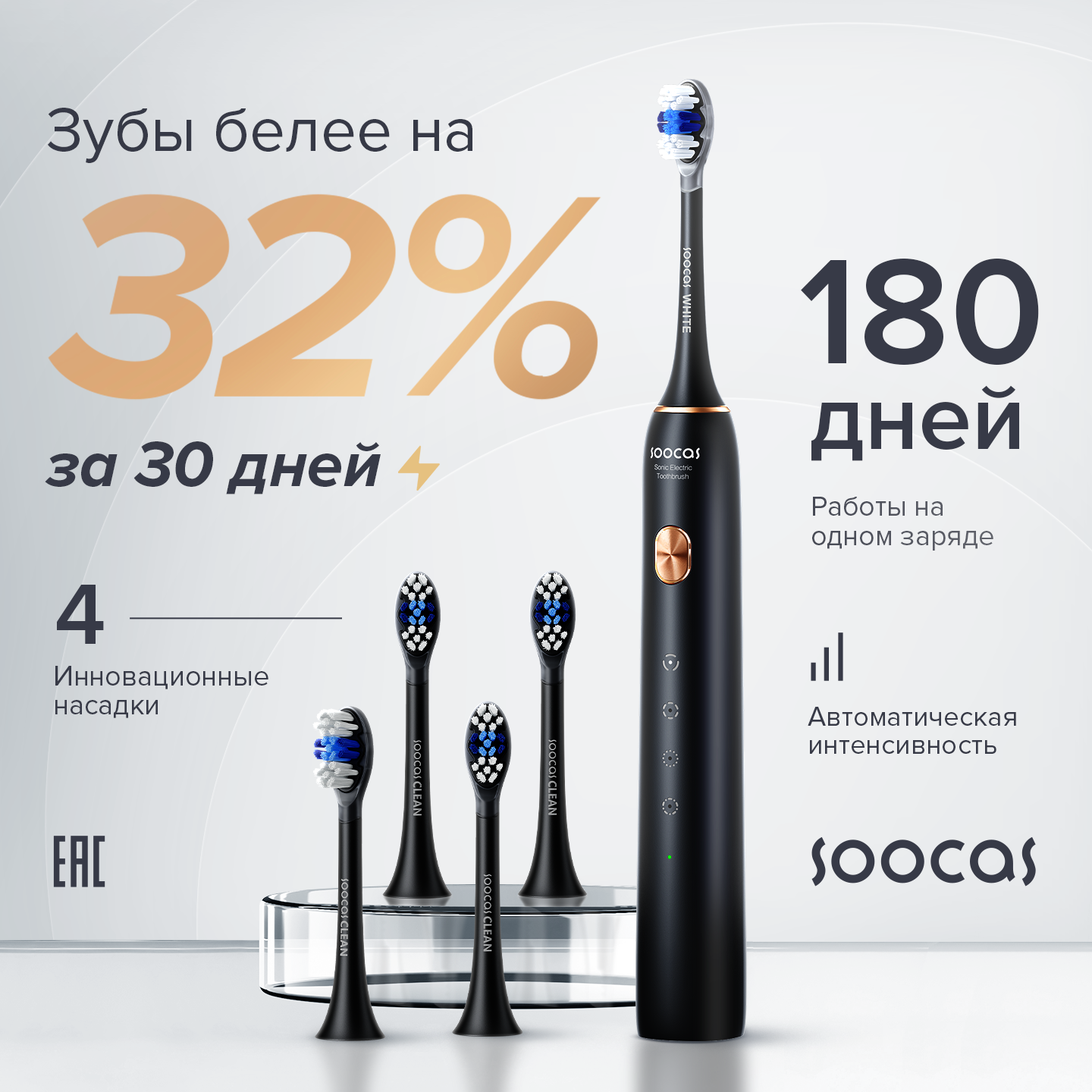 Электрическая зубная щетка Soocas X3U Pro черный, купить в Москве, цены в интернет-магазинах на Мегамаркет