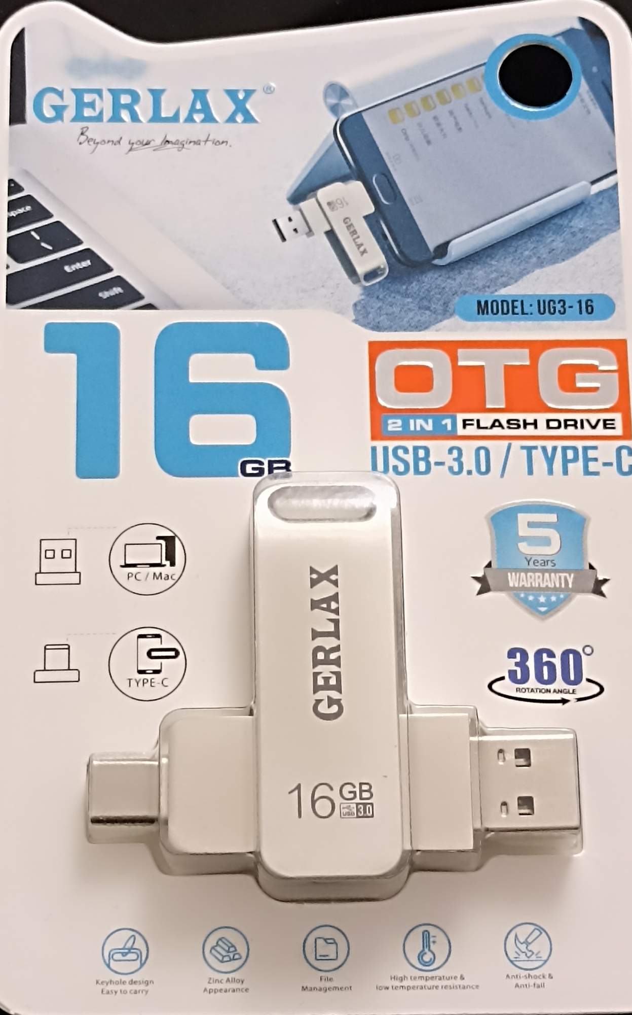 Флешка USB-Type-C Gerlax 16 ГБ (OTG 2 в 1) – купить в Москве, цены в  интернет-магазинах на Мегамаркет