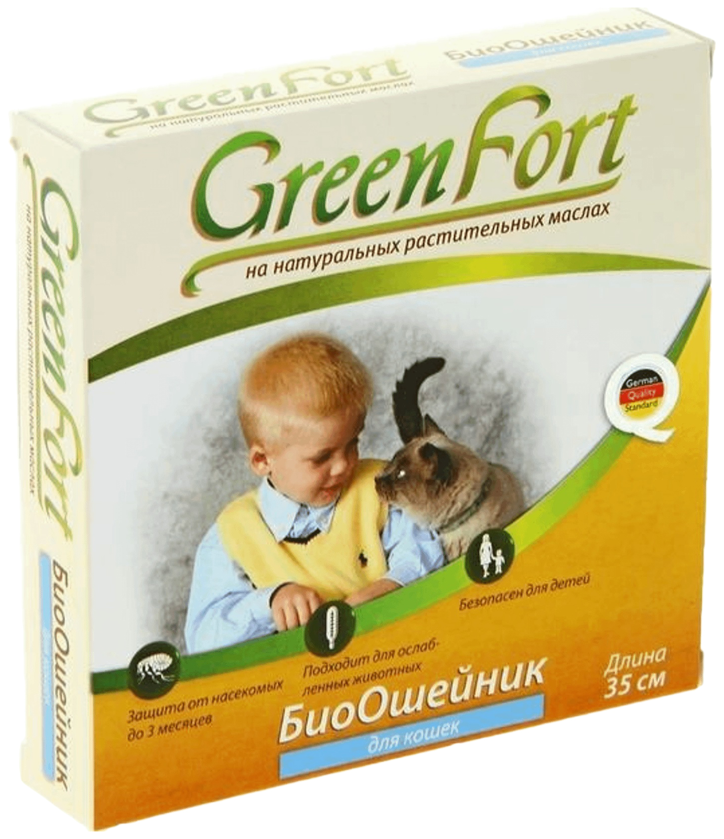 Ошейник для кошек против блох, власоедов, комаров, мух GreenFort Neo зеленый, 35 см
