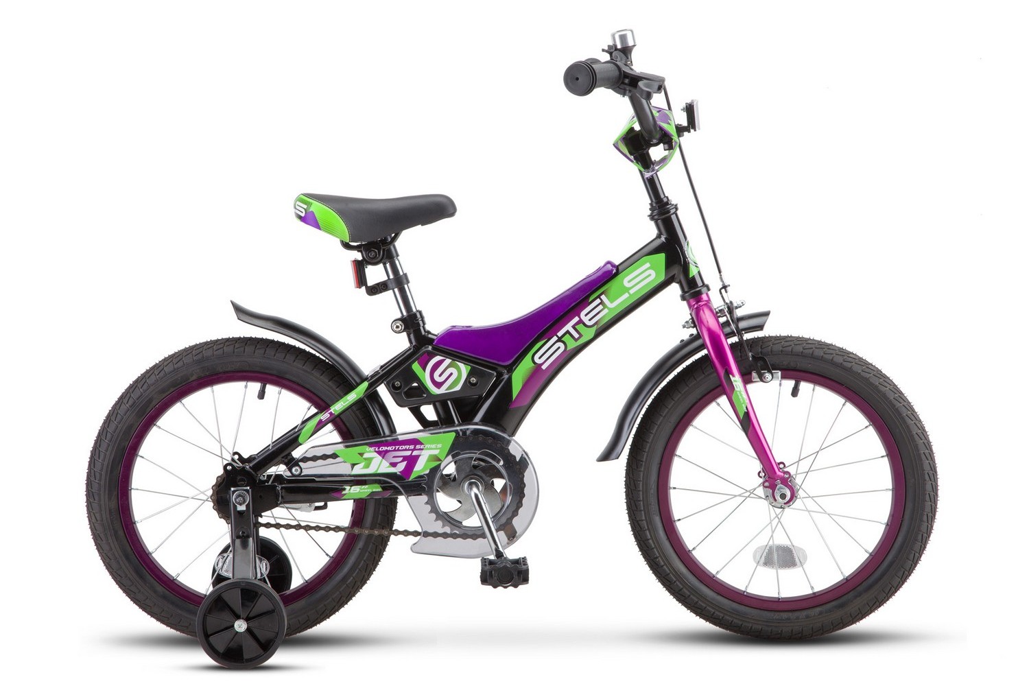 Купить велосипед 16 Stels Jet Z010 черный/фиолетовый LU084501, цены на Мегамаркет | Артикул: 100032281996