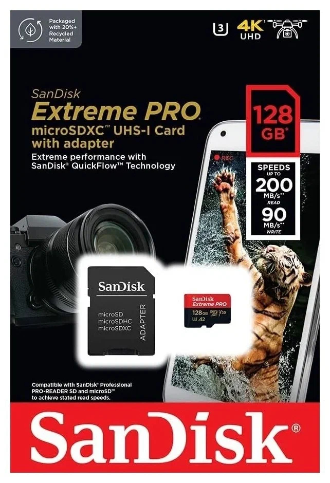 Карта памяти Sandisk Microsdxc 128gb Extreme Pro Class 10 Sdsqxcd 128g Gn6ma купить в Москве 2445