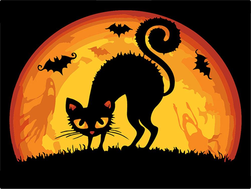 Картина по номерам Артвентура Хэллоуинская кошка, 16,5x13 см