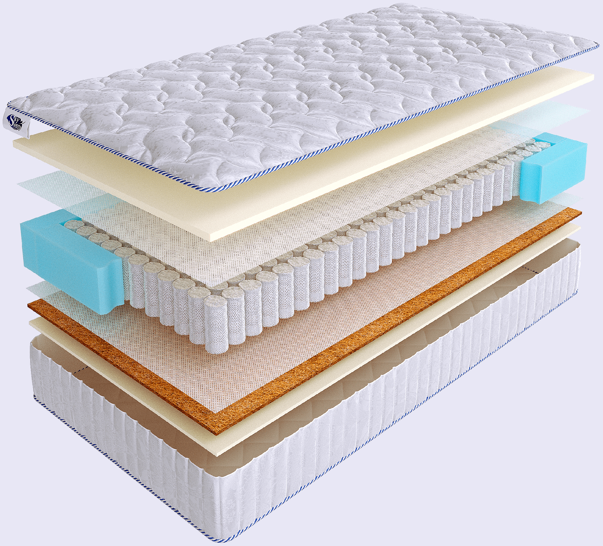 Матрас с независимыми пружинами и кокосом