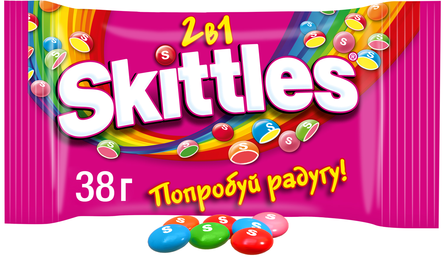 Драже skittles 2в1, 38 г