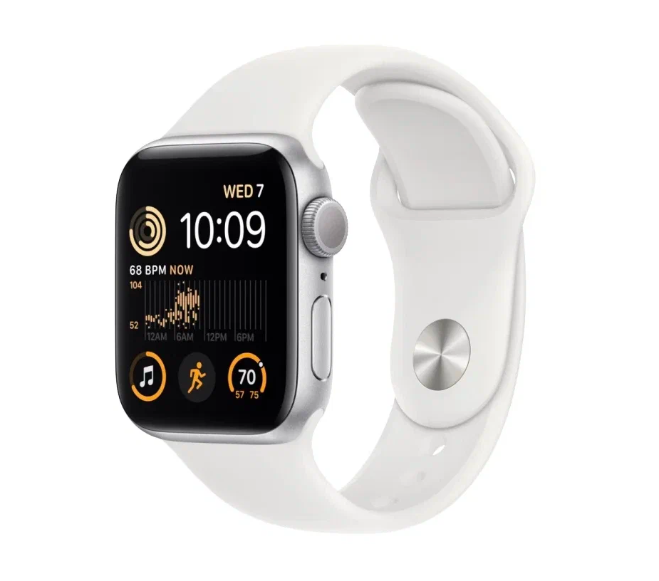 Часы Apple Watch SE GPS 40mm (Gen 2) Silver Aluminium Case/White Sport Band, купить в Москве, цены в интернет-магазинах на Мегамаркет