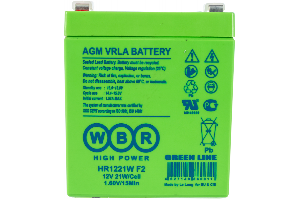 Аккумулятор 12V 5Ah WBR HR1221W F2 купить в интернет-магазине, цены на Мегамаркет