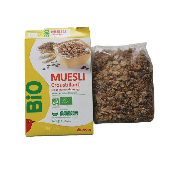 Купить мюсли Auchan Bio с семечками тыквы и льна 500 г, цены в Москве ...