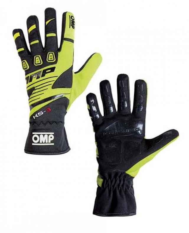 Перчатки для картинга KS-3 my2018, чёрный/флюор. жёлтый, р-р XL OMP Racing KK02743E059XL