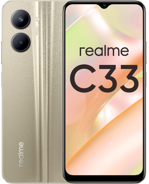 Смартфон Realme C33 4/64GB Gold, купить в Москве, цены в интернет-магазинах на Мегамаркет