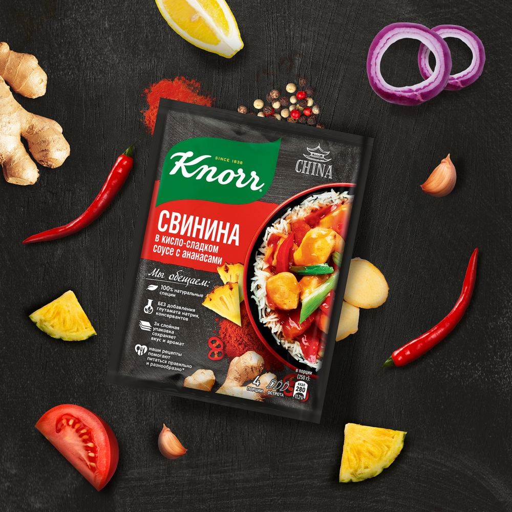 Купить приправа Knorr свинина в кисло-сладком соусе с ананасами 37 г, цены  на Мегамаркет | Артикул: 100024354519