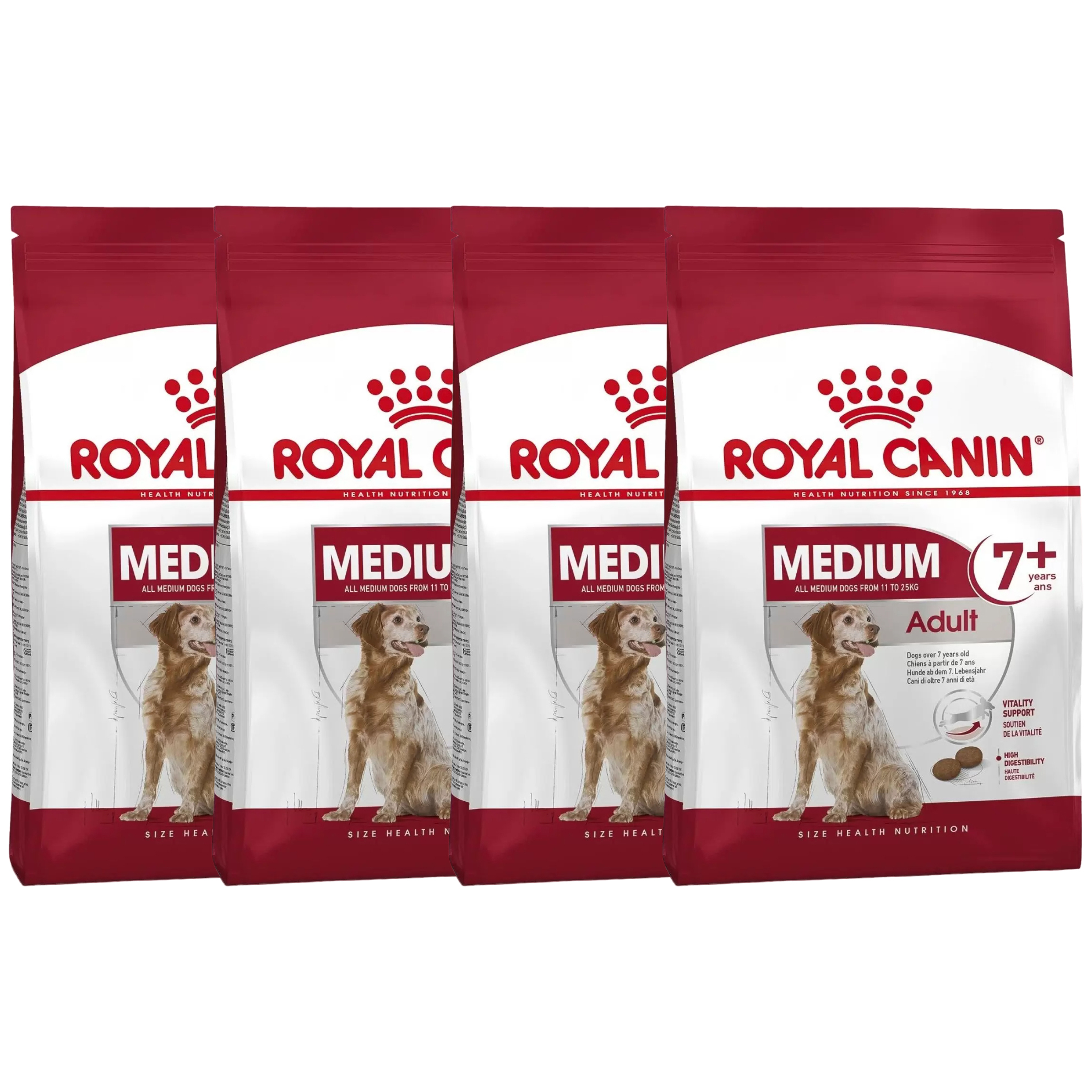 Купить сухой корм для собак ROYAL CANIN MEDIUM ADULT 7+ для пожилых, старше 7 лет,4шт по 4кг, цены на Мегамаркет | Артикул: 100042578144