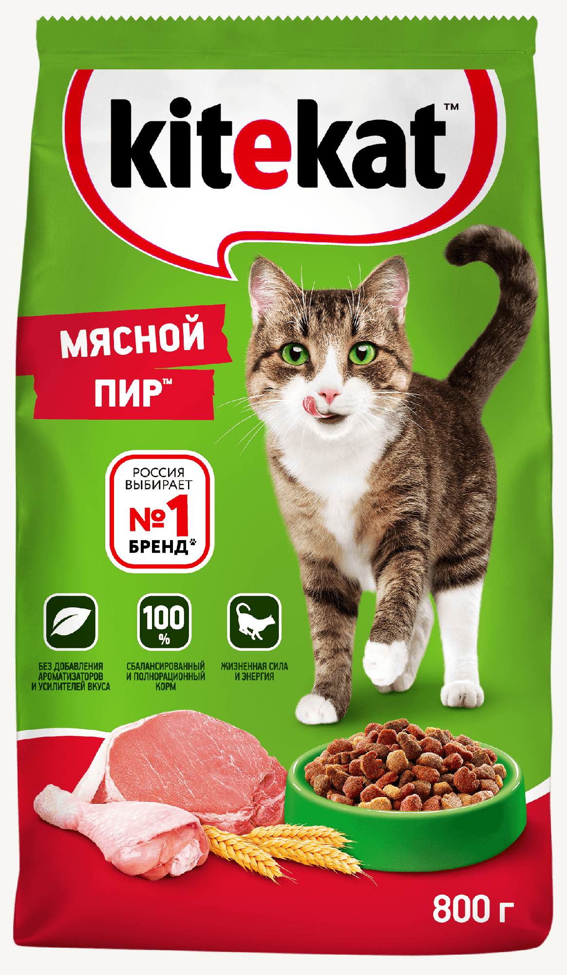 Купить сухой корм для кошек Kitekat, мясной пир, 0,8 кг, цены на ...