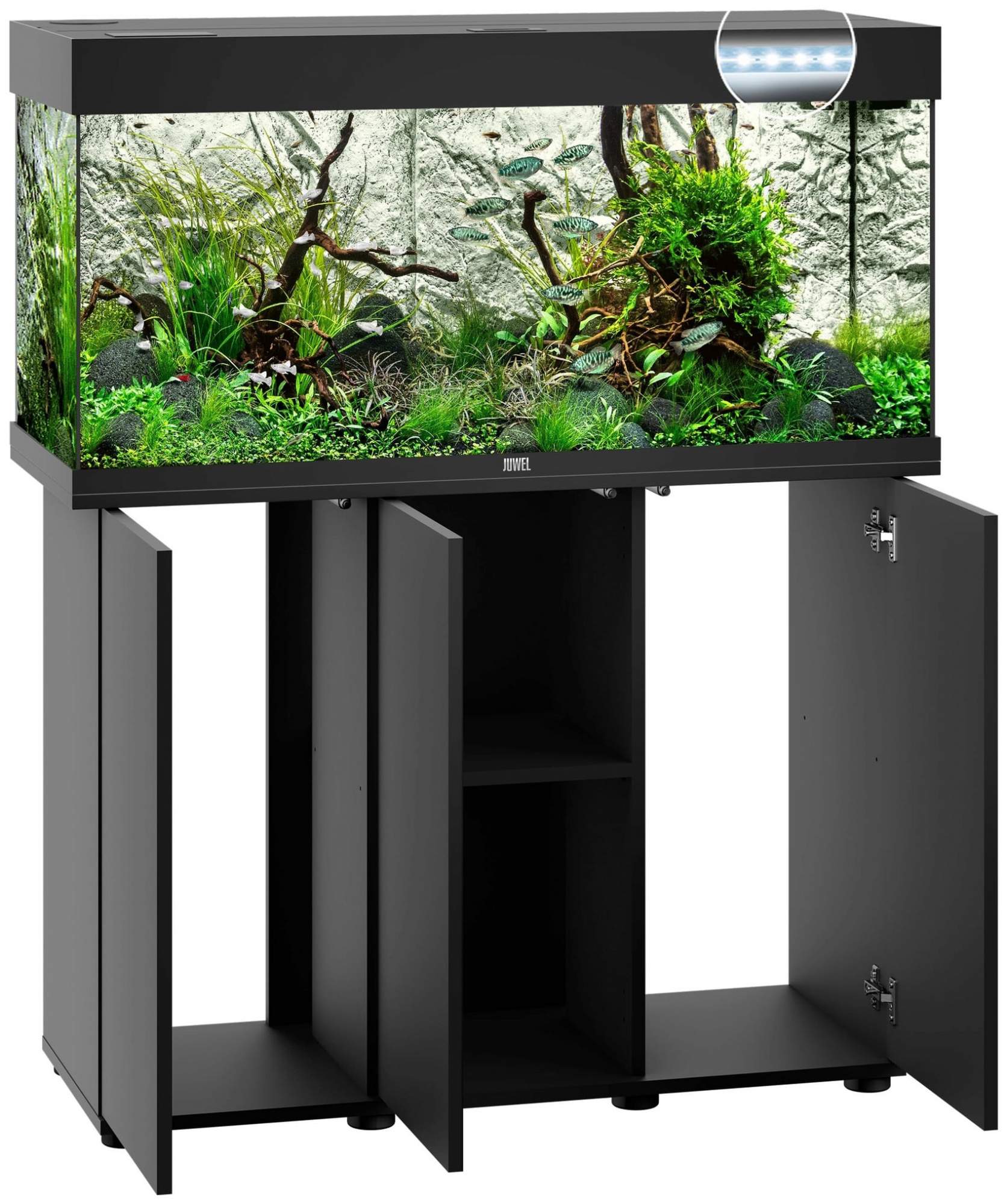 Аквариум для рыб Juwel Rio 180 LED, влагозащитная поверхность, черный, 180 л