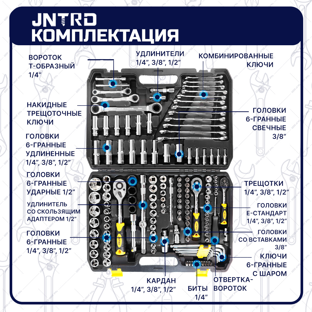 Набор инструментов JNTRD J-10150 для автомобиля, для дома, 150 предметов  купить в интернет-магазине, цены на Мегамаркет