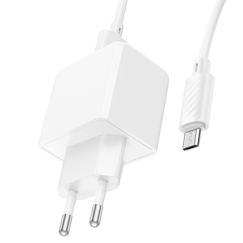 Сетевое зарядное устройство Hoco CS11A, 1xUSB, 2.1A кабель MicroUSB 1 метр, белый, купить в Москве, цены в интернет-магазинах на Мегамаркет