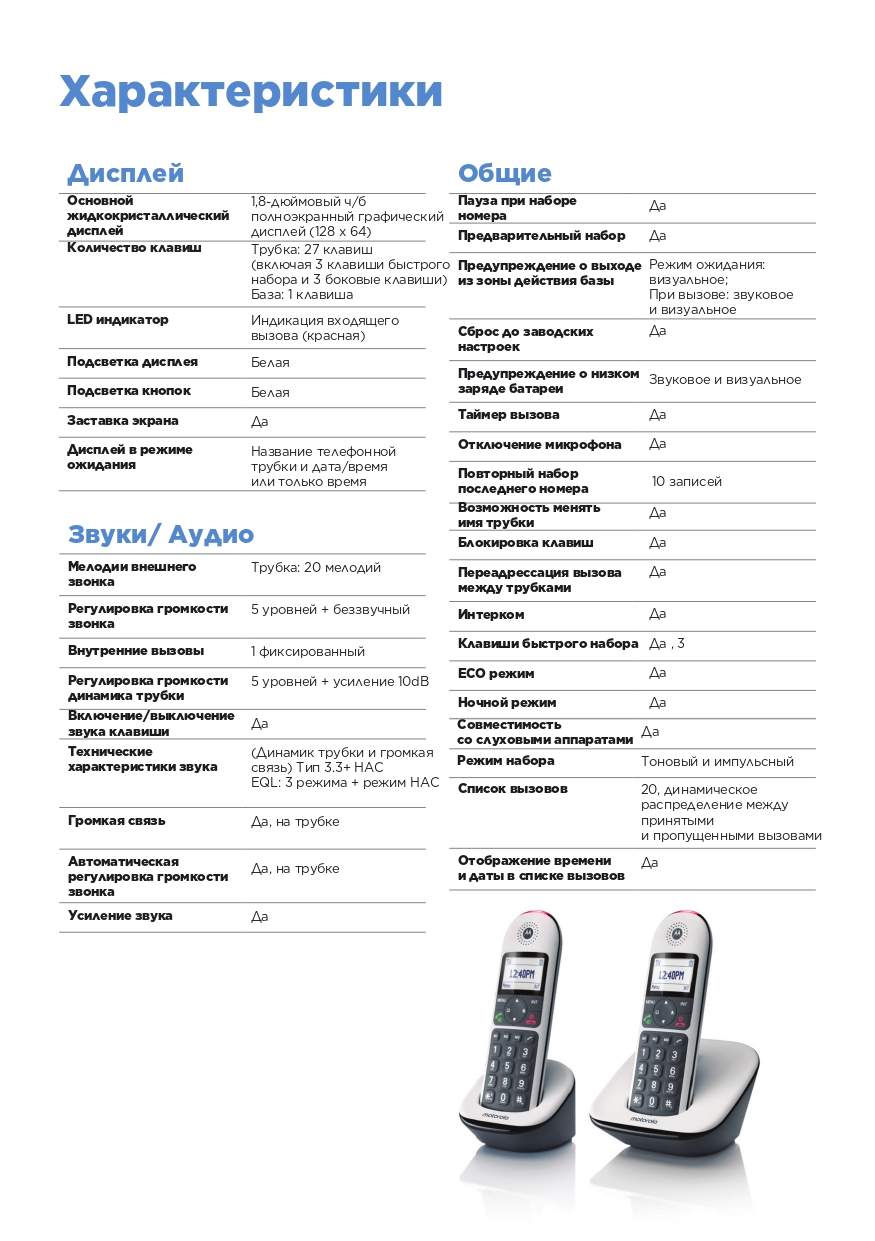 DECT телефон Motorola CD5001 белый - купить в www.cenam.net, цена на  Мегамаркет