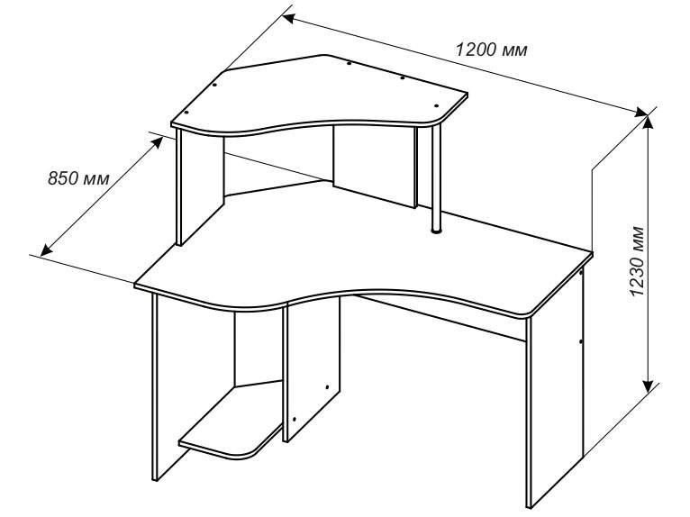 Стол угловой компьютерный чертеж