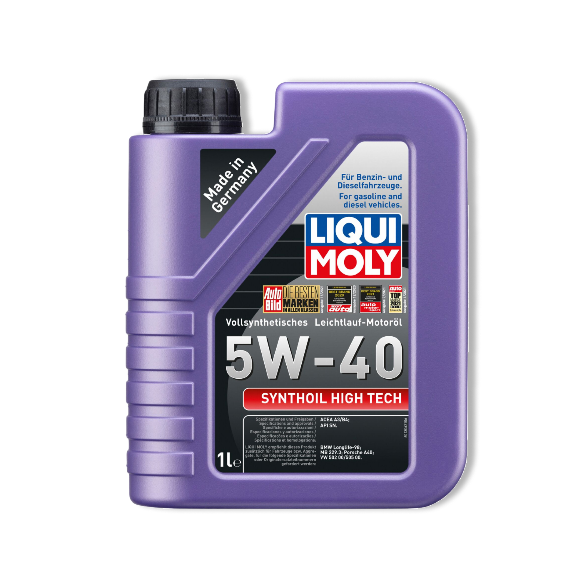 Синтетическое моторное масло Liqui Moly Synthoil High Tech 5W-40 1 л (1855)  – купить в Москве, цены в интернет-магазинах на Мегамаркет