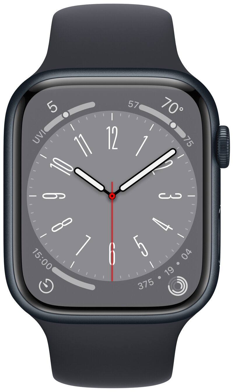 Apple Watch Series 8 GPS 45mm Midnight Aluminum Case with Midnight Sport Band - M/L - купить в MTS Shop, цена на Мегамаркет