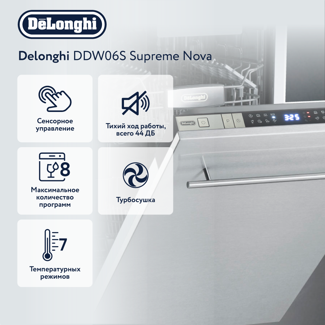 Встраиваемая посудомоечная машина Delonghi DDW 06 S, купить в Москве, цены  в интернет-магазинах на Мегамаркет